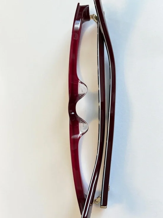 kate spade burgundy front with black-and-white patterned temples eyeglasses - Picture 2 of 10